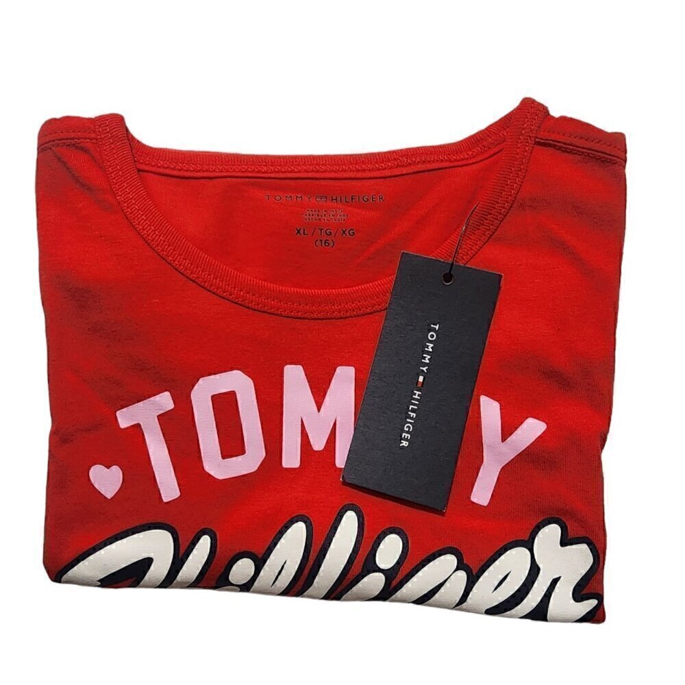 Tommy Hilfiger Girls Long Sleeve Top Shirt Logo Graphic‎ Red Size XL - Picture 8 of 8